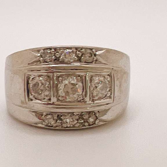 14kt Solid White Gold & Diamond Band Ring