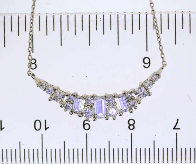 Sterling Silver Half a Moon Crystal Necklace