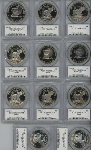 11 Gem Deep Cameo Proof Eisenhower $1s. PCGS PR69 DCAM