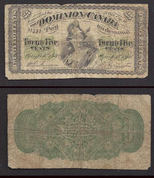 25 Cent 1870 Dominion of Canada Circulated