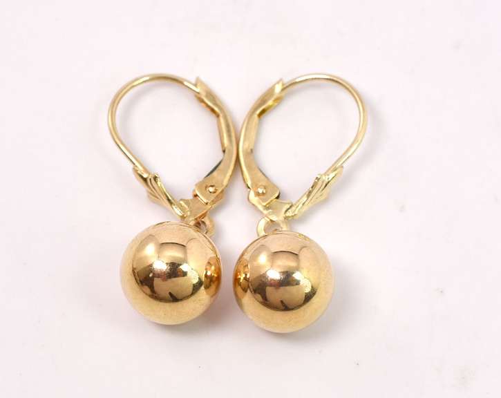 Precious Dangling Bead Earrings in 14K Yellow Gold