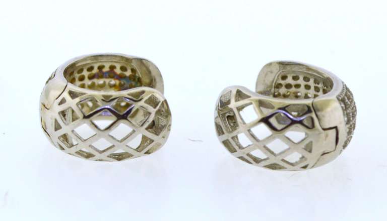 Sterling Silver Crystal Pave Small Huggies Earrings