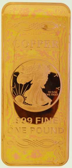 Walking Liberty Eagle 1 Lb Troy Ounce .999 Fine Copper Bar