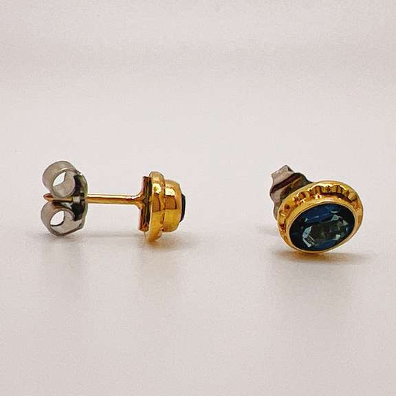 14kt Solid Gold & Blue Topaz Earrings