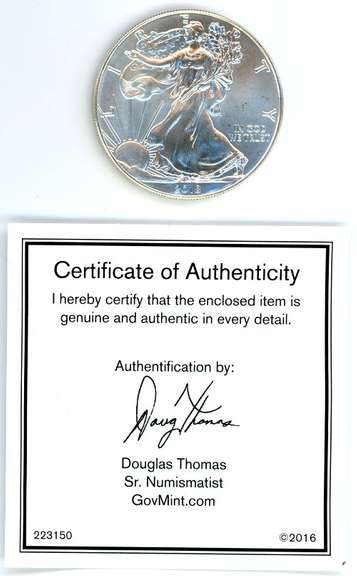 2018 BU American Silver Eagle with CoA
