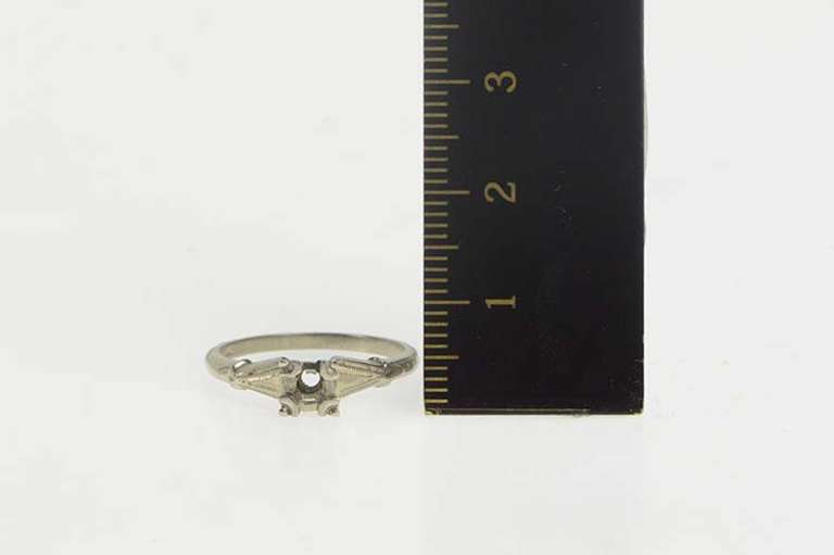 14K White Gold Vintage NOS 1950's 3.0mm Engagement Setting Ring