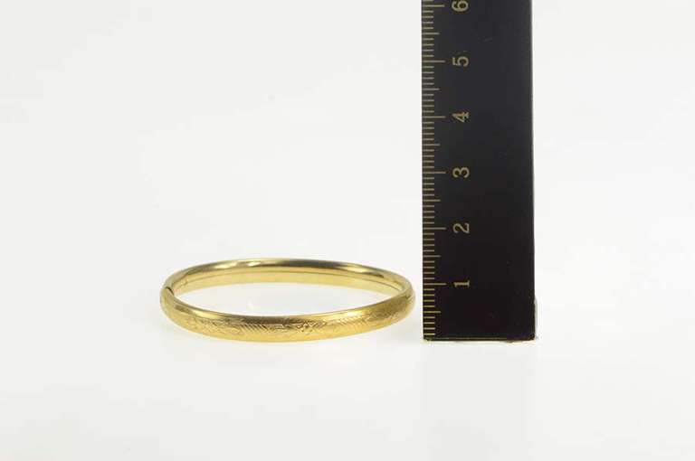Gold Filled Victorian Etched Child's Floral Bangle Bracelet