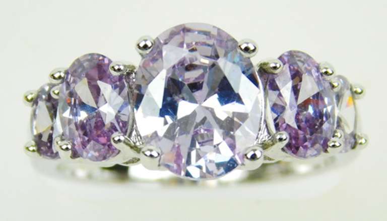 Prettiest Sterling Amethyst Quartz Ring, Size 8.5
