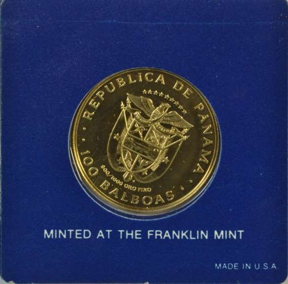 Pristine Prooflike BU 1975 Rep of Panama 100 Balboas Gold