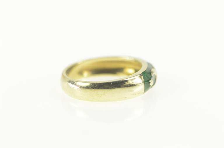 14K Yellow Gold Green Enamel X Criss Cross Statement Band Ring