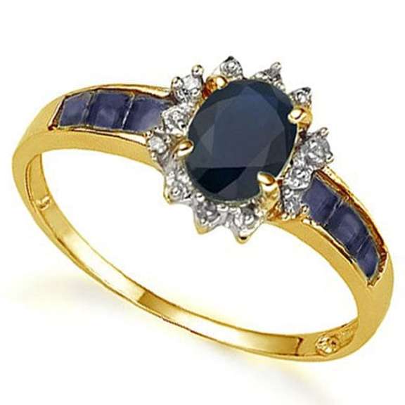 1.50 CT SAPPHIRE & DIAMOND 10KT SOLID GOLD RING