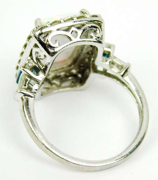 Fancy Sterling Opal & Gemstones Ring, Size 7