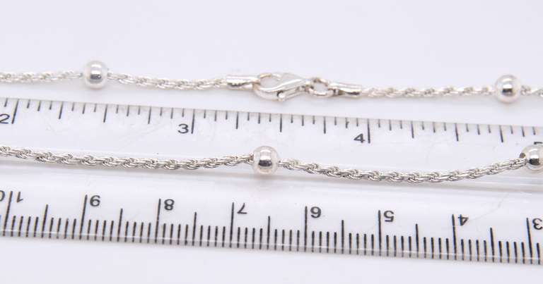925 Sterling Silver Ball Rope Chain Necklace