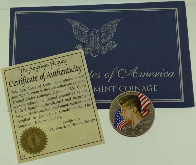 1996-P Kennedy Half Dollar Silver Coin Colorized with COA