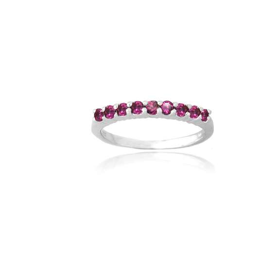 Sterling Silver Created Ruby Semi-Eternity Band Ring