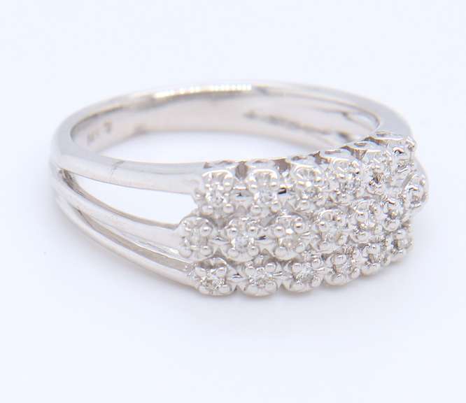 Sparkling White Gold Multi Row Diamond Band