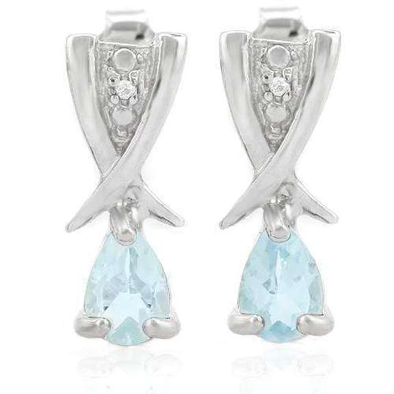 1 CARAT BABY SWISS BLUE TOPAZ 925 STERLING SILVER EARRINGS