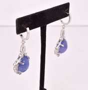 Dazzling Approx. 34.76CTW Cabochon-Cut Tanzanite and 0.70CTW Diamond Dangle Earrings in Sterling Silver
