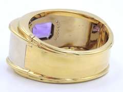 Eyecatching 18kt Emerald Cut Amethyst and Diamond Bangle Bracelet