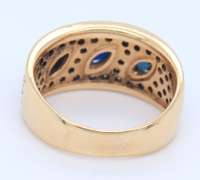 14kt Yellow Gold Blue Sapphire and Diamond Band