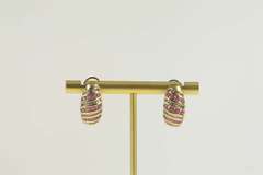 14K Yellow Gold 2.02 Ctw Ruby Diamond Domed French Clip Earrings