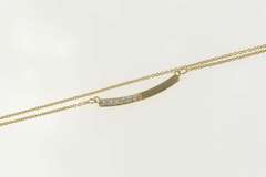 14K Yellow Gold 0.15 Ctw Diamond Curved Bar Statement Necklace