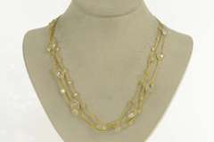 14K Yellow Gold Mesh Fishnet CZ Layered Statement Necklace