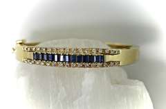 Stunning Sapphire and Diamond 14K Bangle