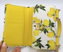 Dolce & Gabbana White and Yellow Lemon Print Dauphine Mini Siily Chain Wallet