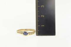 14K Yellow Gold Sapphire Diamond Accent Wavy Engagement Ring