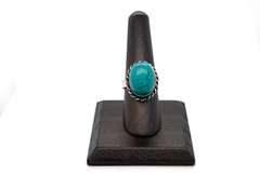 Oval Tibetan Turquoise in Ornate Silver Energy Ring