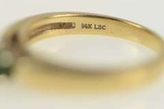 14K Yellow Gold Classic Round Syn. Emerald Solitaire Ring