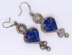 Vintage Sterling Silver Lapis Dangle Earrings