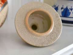 Japan Lidded Ginger Spice Jar Vase With a Crackle Finish and Sailing Vessels Pattern