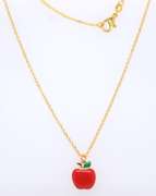 925 Sterling Silver Apple Pendant on Rolo Chain Neckace