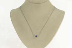 18K White Gold 1.07 Ctw Natural Sapphire Diamond Accent Necklace