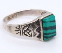 Vintage Sterling Silver Malachite Ring