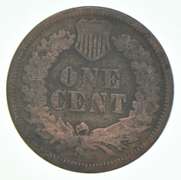 1864-L Indian Head Cent L on Ribbon