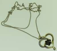 Sterling Silver Paw Heart Necklace