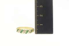 14K Yellow Gold Emerald Diamond Striped Wedding Band Ring