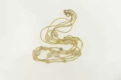 14K Yellow Gold Mesh Fishnet CZ Layered Statement Necklace