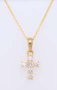 Dazzling Yellow Gold Diamond Cross Pendant on Chain