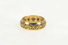 14K Yellow Gold Art Deco Orange Blossom Flower Scroll Band Ring