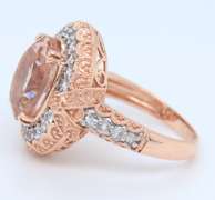 Charming Yellow Gold Morganite and White Topaz Cocktail Ring