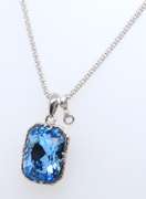 Sterling Silver Blue Topaz Pendant on Chain