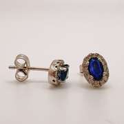 14kt Gold, Blue Sapphire, & Diamond Earrings
