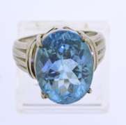 Sterling Silver large Oval Blue TopazRing