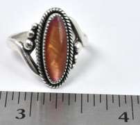 Sterling Silver Ring With A Pinkish Coral Colored Stone