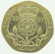 Lot of Five Elizabeth II DG REG FD 20 Pence UK Coin