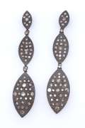 Gorgeous Oxidized Sterling Silver Earrings with Diamonds